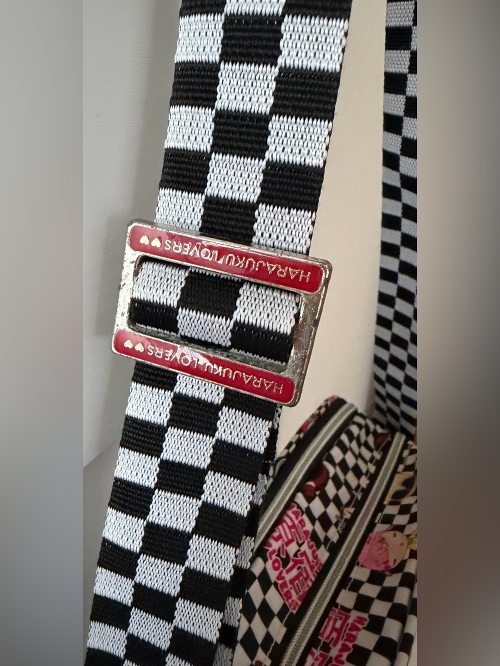 Harajuku Lovers Crossbody Black and White Checkered Bag - Picture 5 of 12